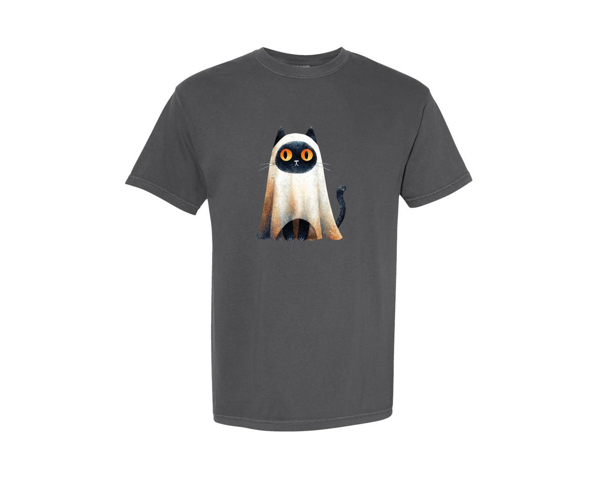 brand:Comfort Colors|color:Pepper|Halloween Ghost And Cat 27 Graphic T-Shirt
