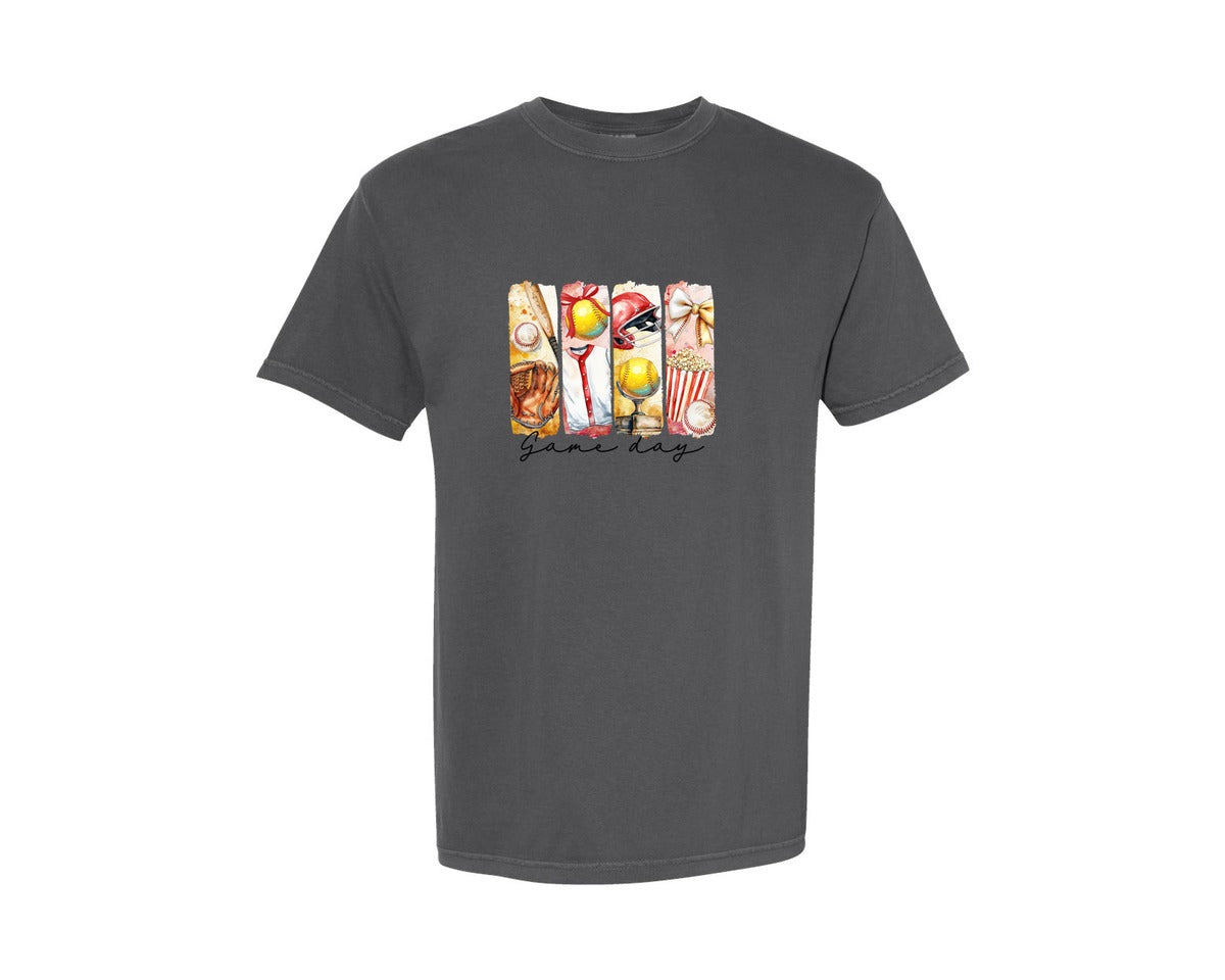 brand:Comfort Colors|color:Pepper|Softball Baseball Game Day Graphic T-Shirt