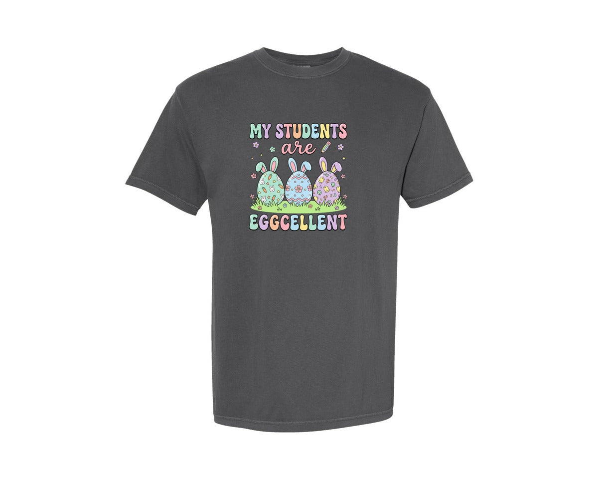 brand:Comfort Colors|color:Pepper|My Students Are Eggcellent Easter 2 Graphic T-Shirt