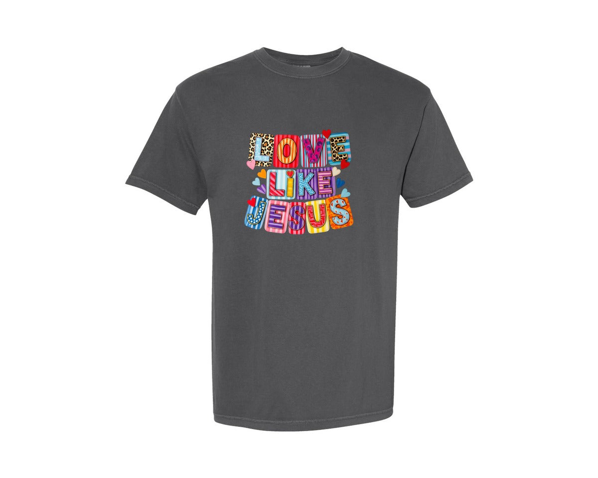 brand:Comfort Colors|color:Pepper|Crochet Love Like Jesus Graphic T-Shirt