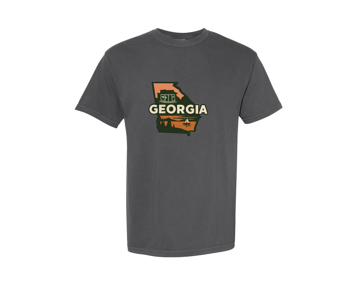brand:Comfort Colors|color:Pepper|Georgia State Map 3 Graphic T-Shirt