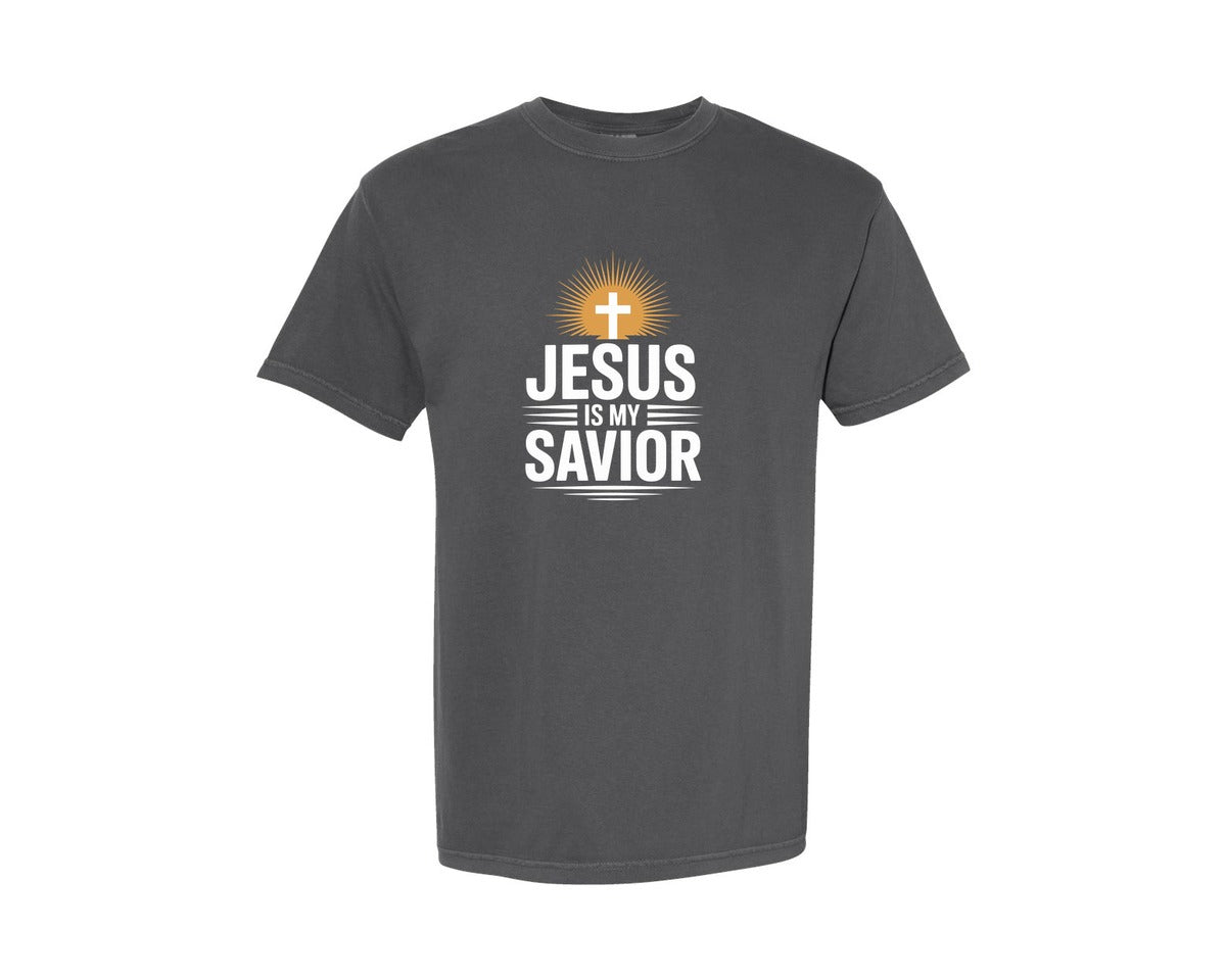 brand:Comfort Colors|color:Pepper|Jesus Is My Savior T Shirt Graphic T-Shirt