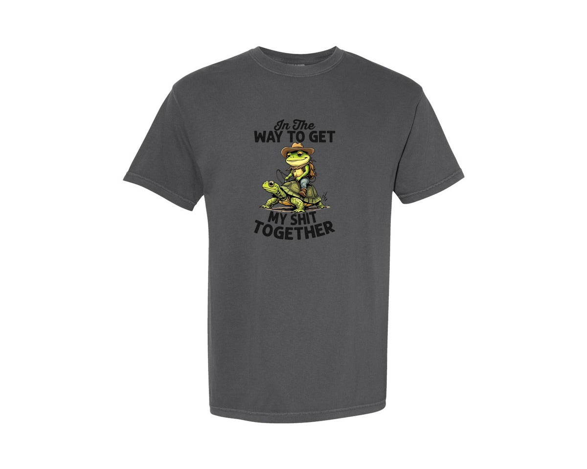 brand:Comfort Colors|color:Pepper|Western Cowboy Funny Frog Turtle Graphic T-Shirt