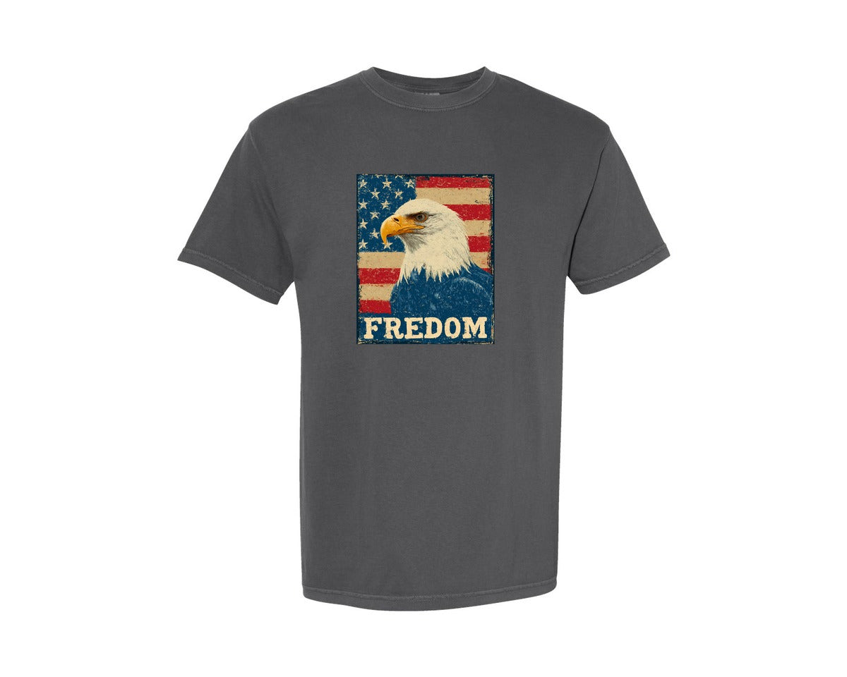 brand:Comfort Colors|color:Pepper|Patriotic Eagle American Flag Graphic T-Shirt