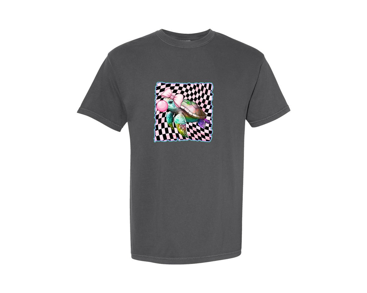 brand:Comfort Colors|color:Pepper|Retro Summer Sea Turtle Beach Graphic T-Shirt