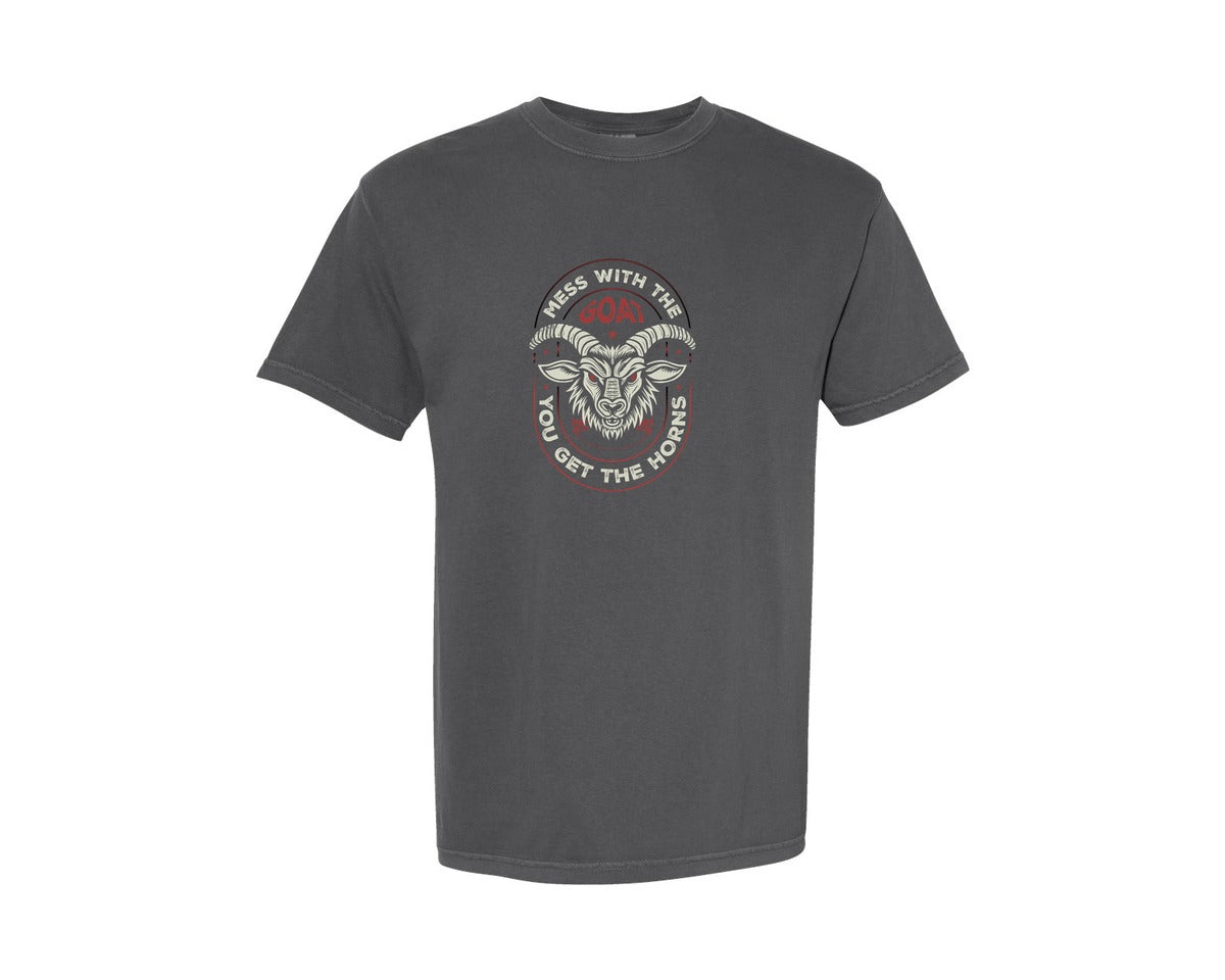 brand:Comfort Colors|color:Pepper|Mess With The Goat You Get The Horns Graphic T-Shirt