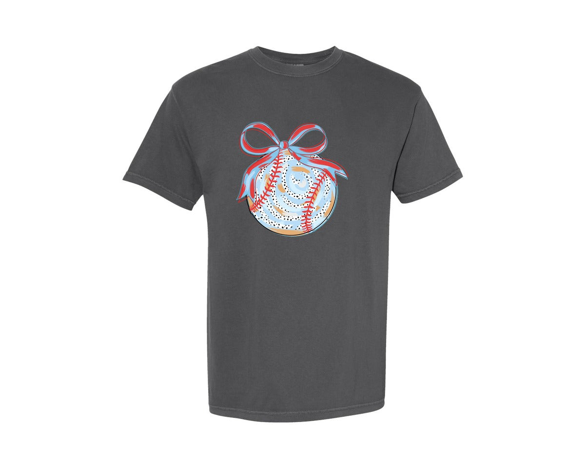 brand:Comfort Colors|color:Pepper|Coquette Brushstroke Glitter Baseball Pn Graphic T-Shirt