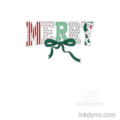 Retro Merry Preppy Coquette Pattern T Shirt DTF Transfer – Ready to Press (Christmas)