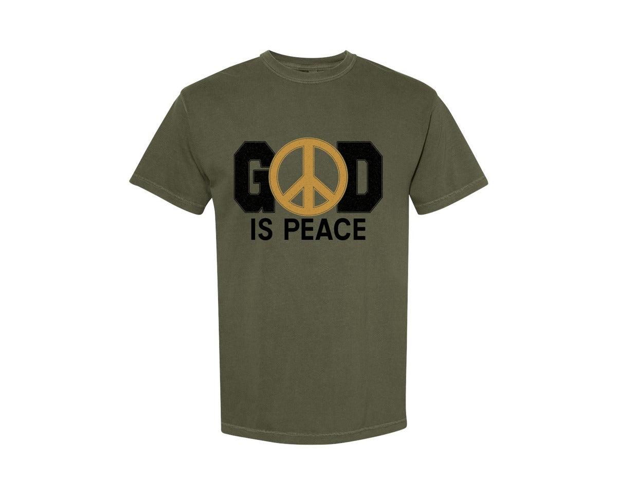 brand:Comfort Colors|color:Sage Green|God Is Peace Religious Christian Graphic T-Shirt