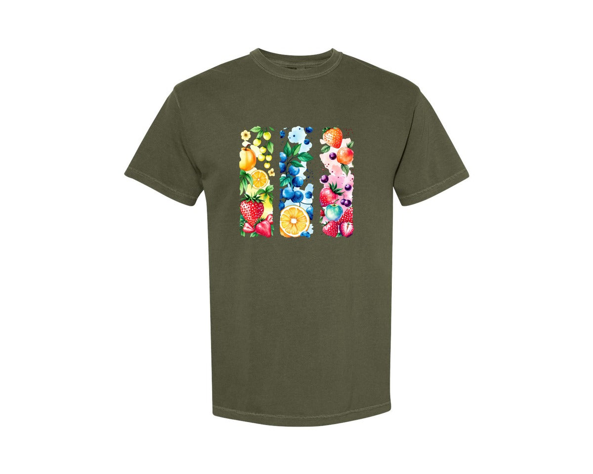 brand:Comfort Colors|color:Sage Green|Watercolor Stripe T Shirt 18 Graphic T-Shirt
