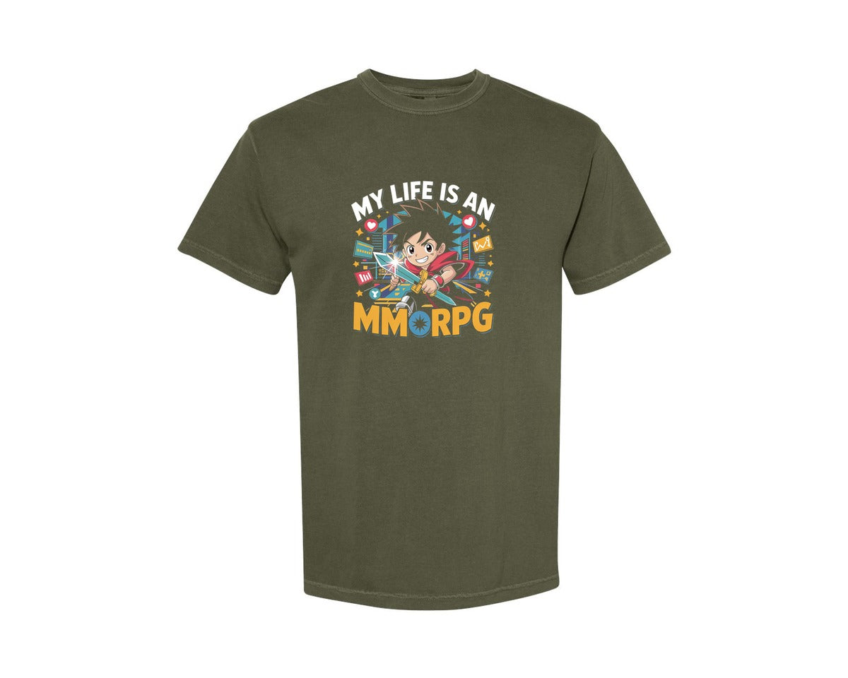 brand:Comfort Colors|color:Sage Green|My Life Is An Anime Mmorpg Graphic T-Shirt