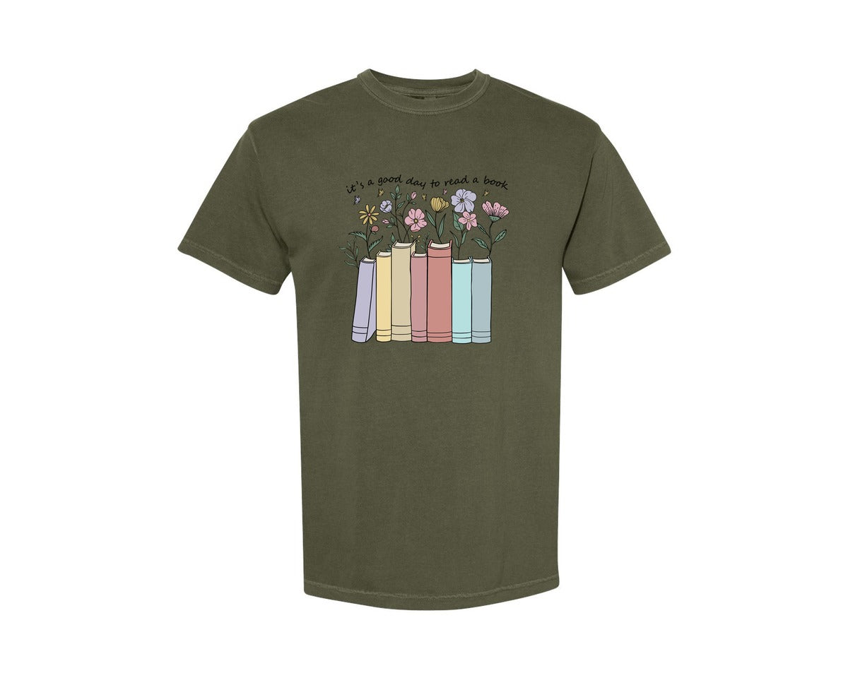 brand:Comfort Colors|color:Sage Green|Its A Good Day To Read A Book 37 Graphic T-Shirt