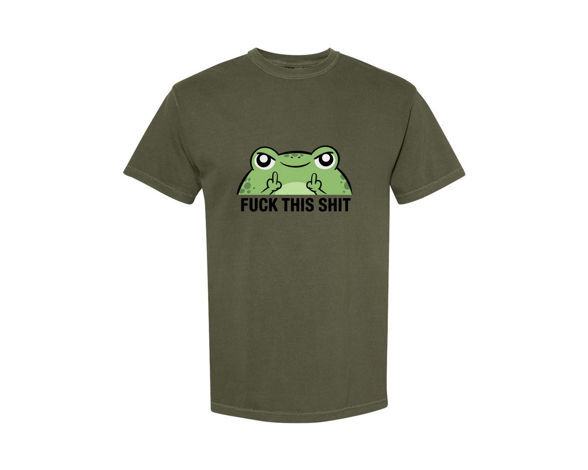 brand:Comfort Colors|color:Sage Green|Fck This Sht Funny Frog Attitude 2 Graphic T-Shirt
