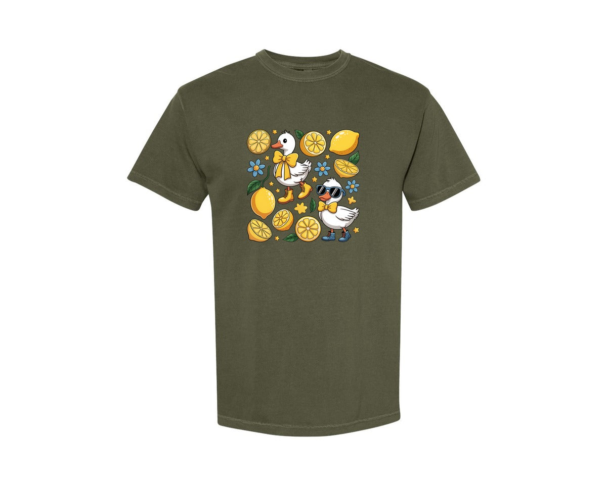 brand:Comfort Colors|color:Sage Green|Coquette Lemon Goose Goose Graphic T-Shirt