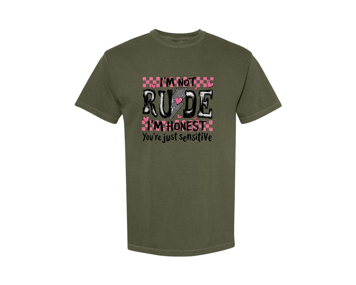brand:Comfort Colors|color:Sage Green|Im Not Rude Im Honest Design Graphic T-Shirt