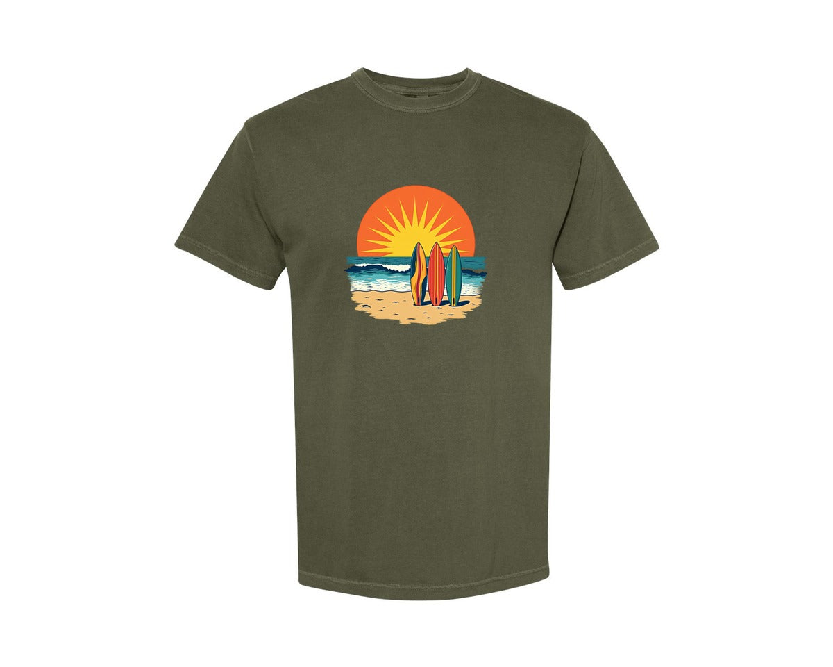 brand:Comfort Colors|color:Sage Green|Retro Astronaut Surfing Vintage Art 3 Graphic T-Shirt