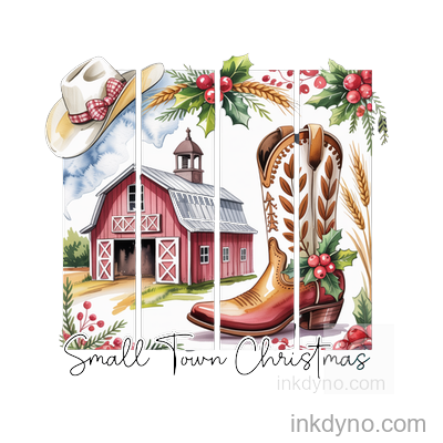 Small Town DTF Transfer – Ready to Press (Christmas)