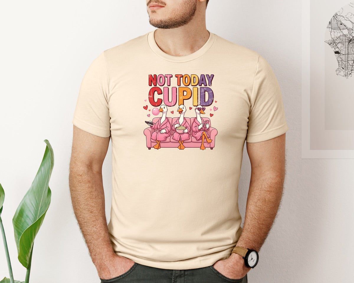 brand:Bella Canvas|color:Soft Cream|Funny Valentines Day Goose 6 Graphic T-Shirt