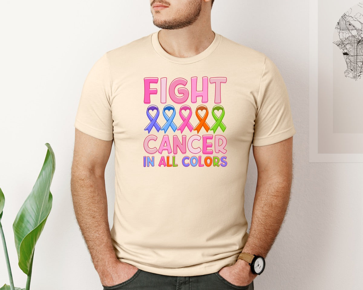 brand:Bella Canvas|color:Soft Cream|Fight Cancer In All Colors Graphic T-Shirt