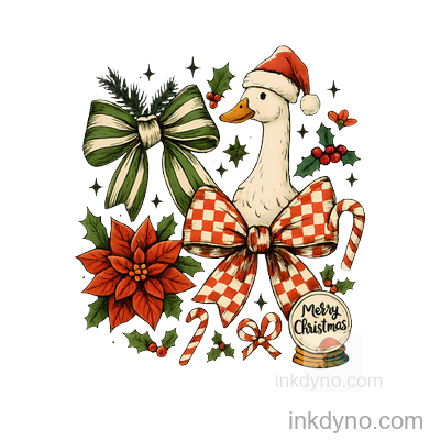 Vintage Christmas Duck DTF Transfer - Ready to Press