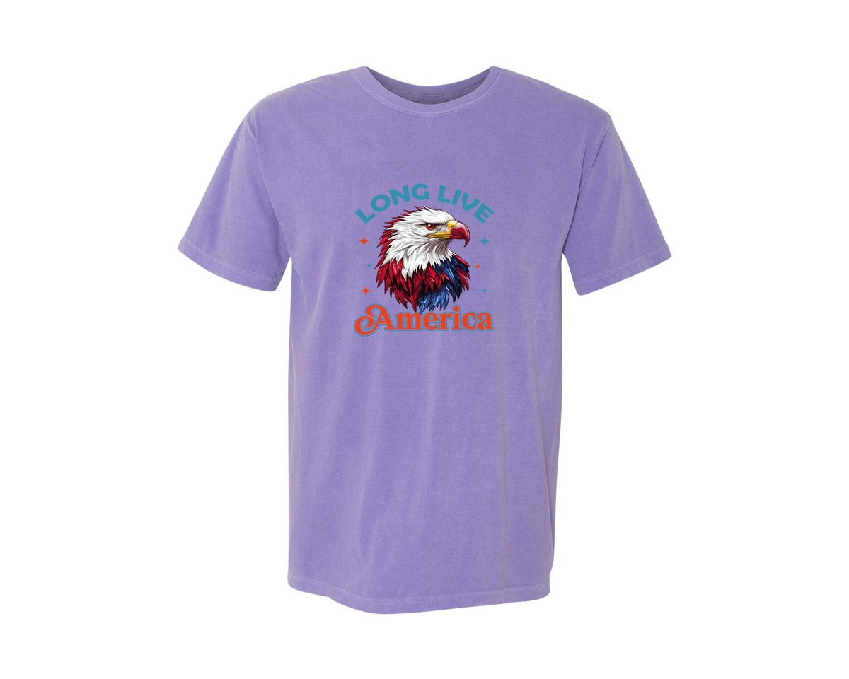 brand:Comfort Colors|color:Violet|Long Live America 4Th Of July T Shirt Graphic T-Shirt