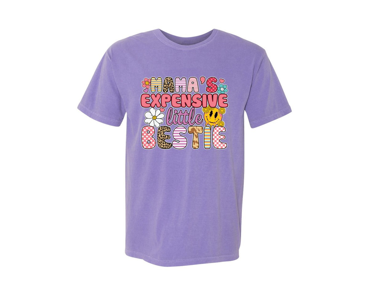 brand:Comfort Colors|color:Violet|Mamas Expensive Little Bestie 9 Graphic T-Shirt