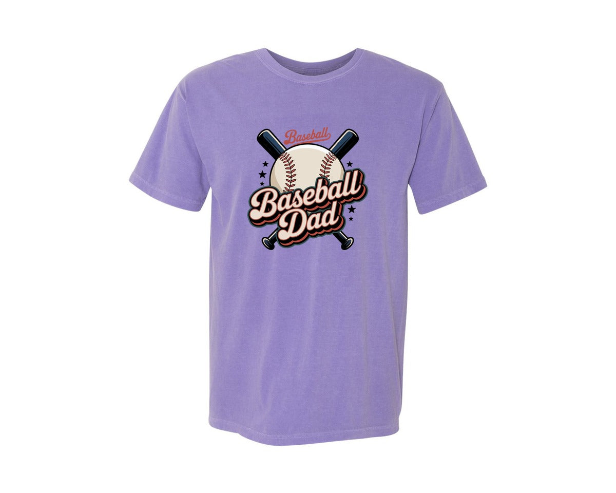 brand:Comfort Colors|color:Violet|Baseball Dad Vintage Sports Design 2 Graphic T-Shirt