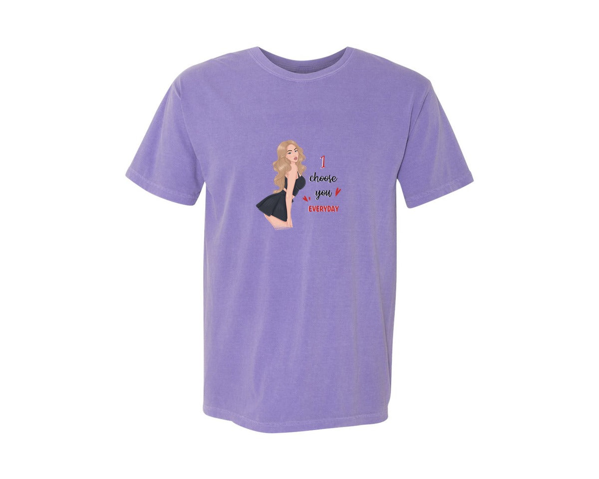 brand:Comfort Colors|color:Violet|Fashion Girl Graphic T-Shirt