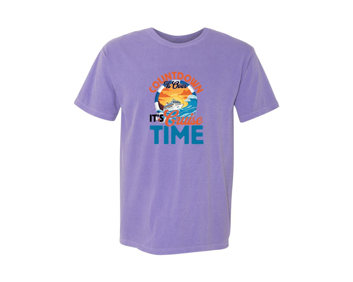 brand:Comfort Colors|color:Violet|Countdown Is Over Its Cruise Time 3 Graphic T-Shirt