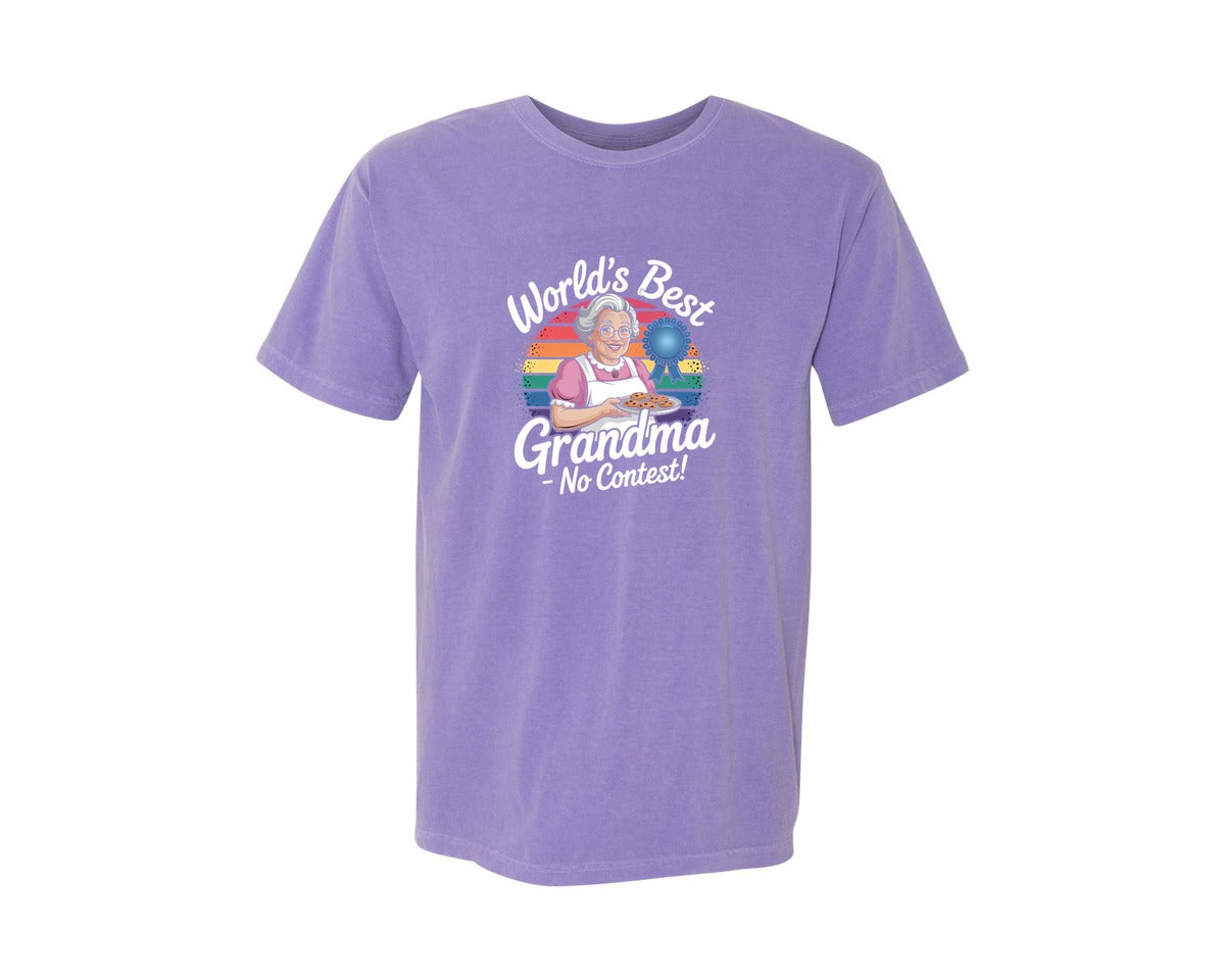brand:Comfort Colors|color:Violet|Worlds Best Grandma No Contest 2 Graphic T-Shirt