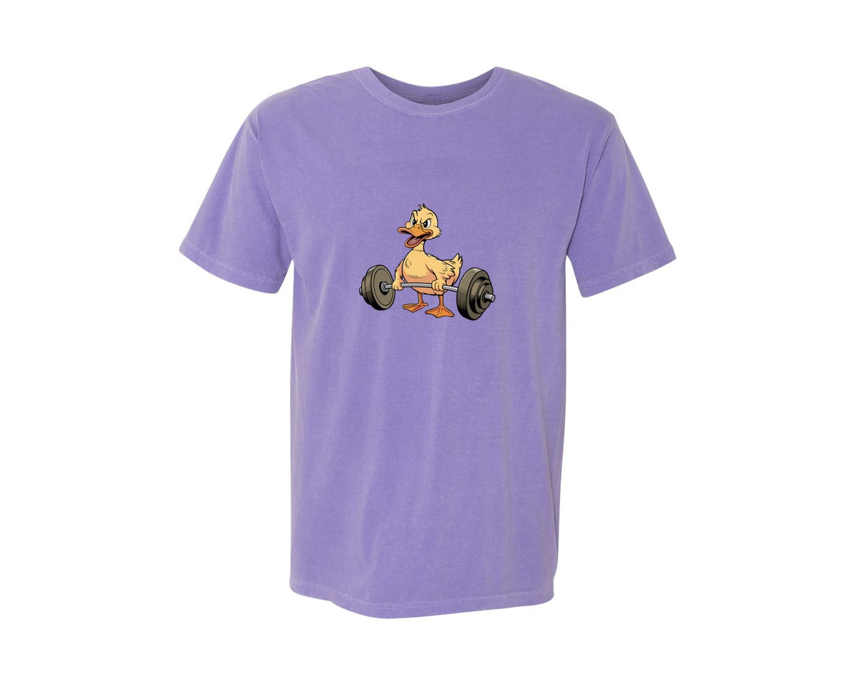 brand:Comfort Colors|color:Violet|Funny Duck Workout T Shirt Design Vector Graphic T-Shirt