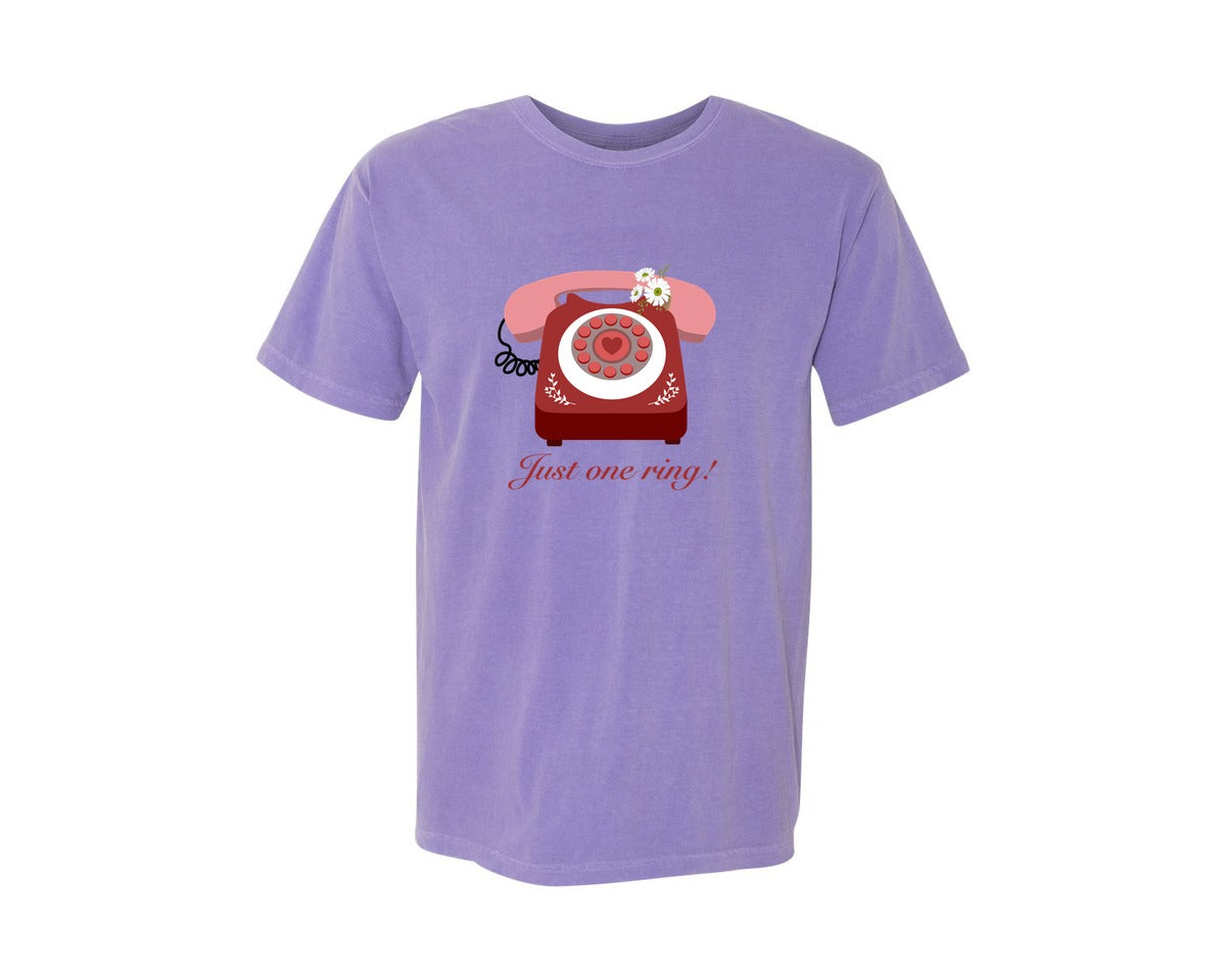 brand:Comfort Colors|color:Violet|Vintage Rotary Phone Valentine T Shirt Graphic T-Shirt