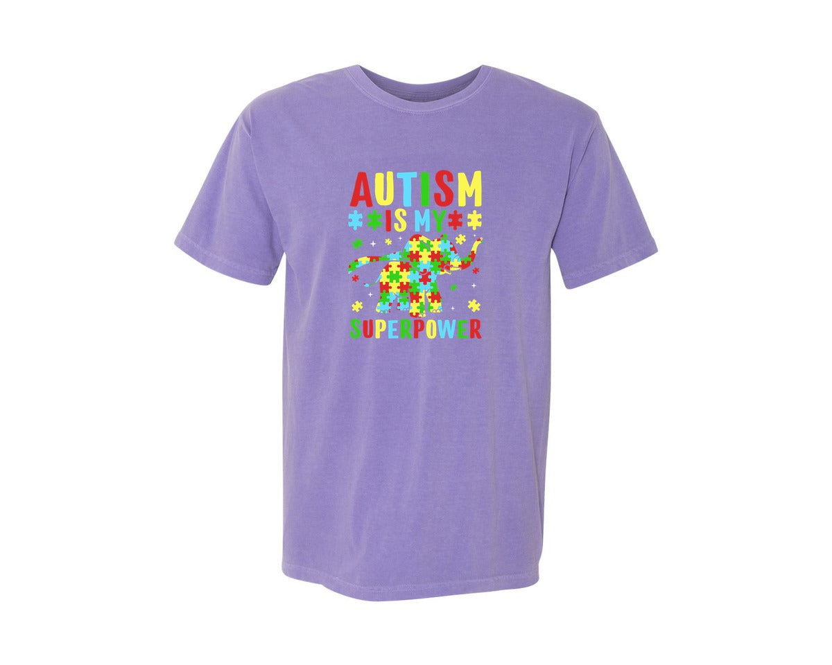 brand:Comfort Colors|color:Violet|Autism Is My Superpower T Shirt 2 Graphic T-Shirt