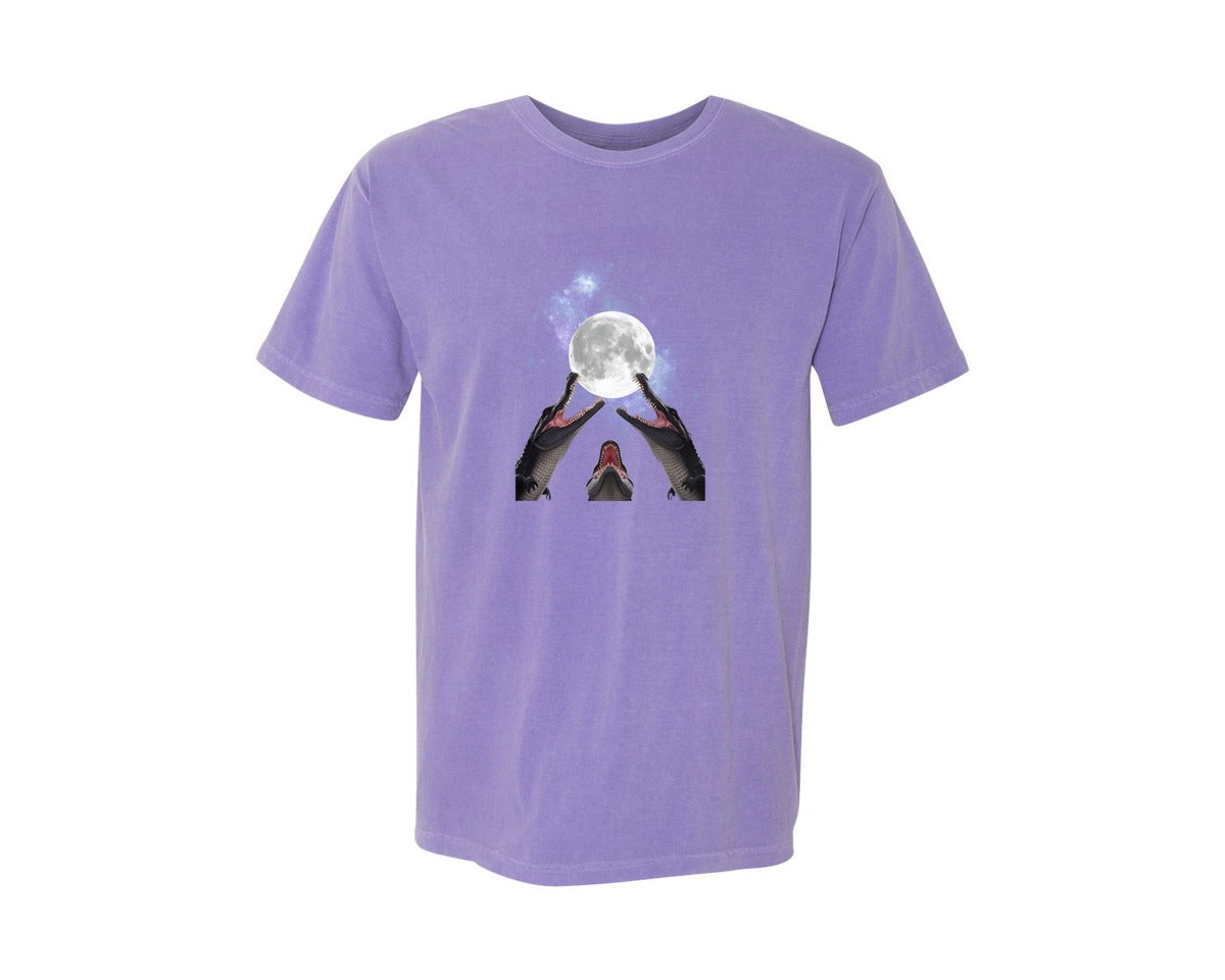 brand:Comfort Colors|color:Violet|Alligator Moon Embrace T Shirt Design Graphic T-Shirt