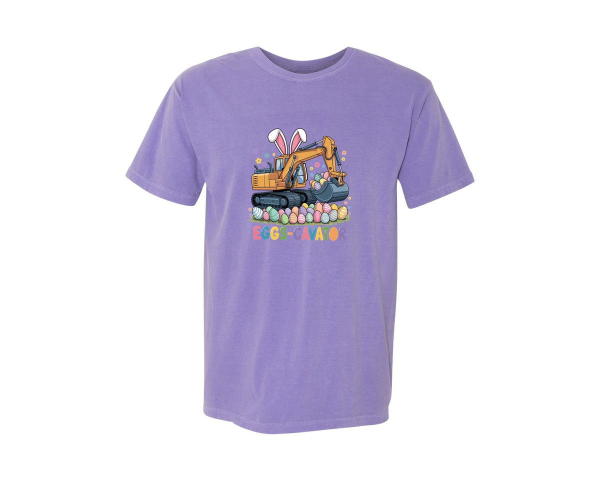 brand:Comfort Colors|color:Violet|Eggs Cavator Easter Excavator 3 Graphic T-Shirt