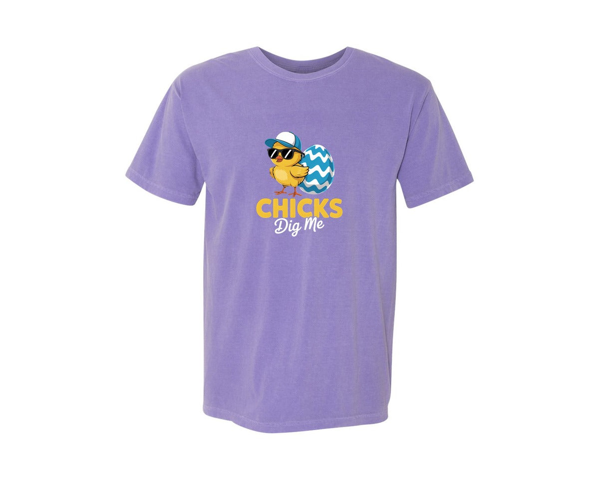 brand:Comfort Colors|color:Violet|Chicks Dig Me Chick 4 Graphic T-Shirt