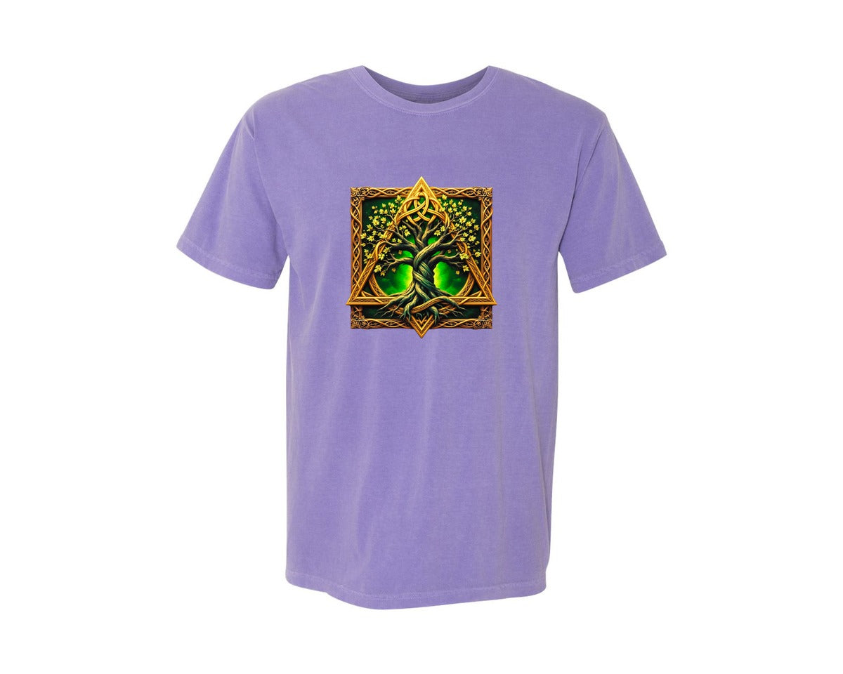 brand:Comfort Colors|color:Violet|Celtic Tree Of Life Mystical Tree Graphic T-Shirt