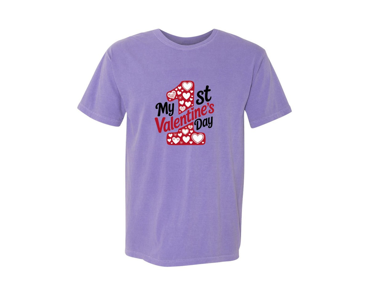 brand:Comfort Colors|color:Violet|My 1St Valentines Day 7 Graphic T-Shirt