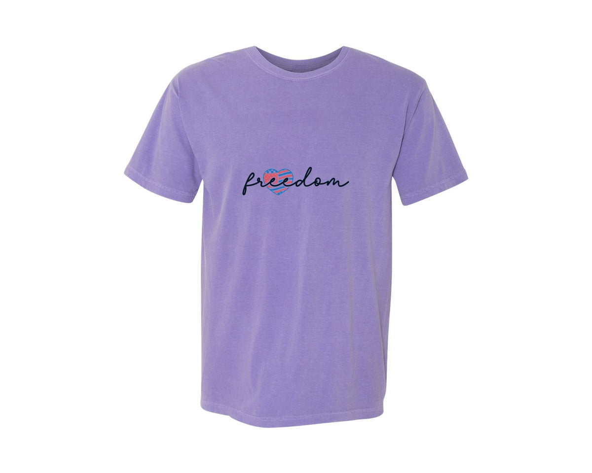 brand:Comfort Colors|color:Violet|Freedom Us Flag Usa Flag Graphic T-Shirt