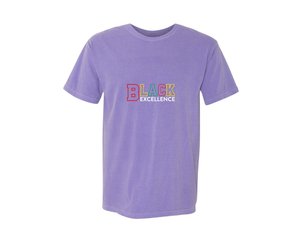 brand:Comfort Colors|color:Violet|Black Excellence African American 2 Graphic T-Shirt