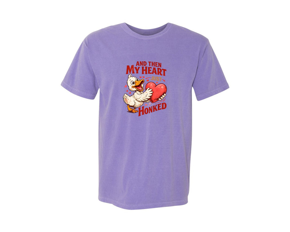 brand:Comfort Colors|color:Violet|Funny Goose Valentine Valentine Graphic T-Shirt