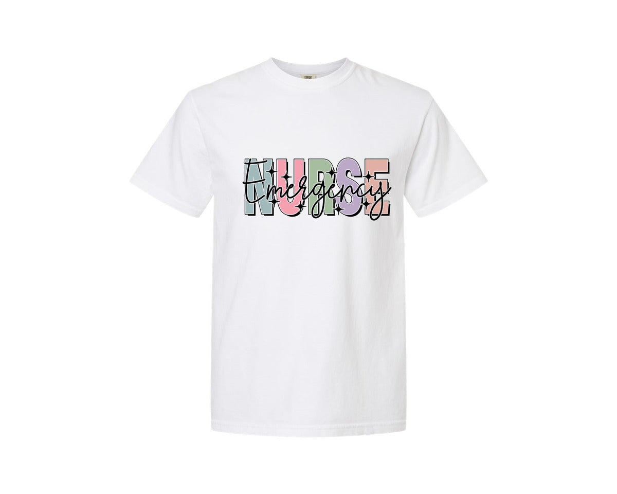 brand:Comfort Colors|color:White|Er Nurse Design Emergency Nurse Graphic T-Shirt