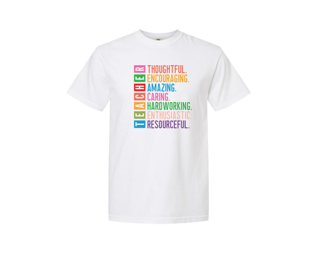 brand:Comfort Colors|color:White|Teacher Teacher Teacher Life 4 Graphic T-Shirt