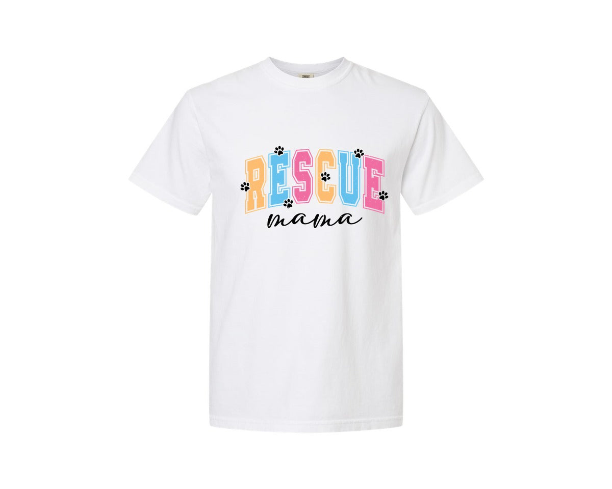 brand:Comfort Colors|color:White|Rescue Mama Dog Mama Mama Graphic T-Shirt