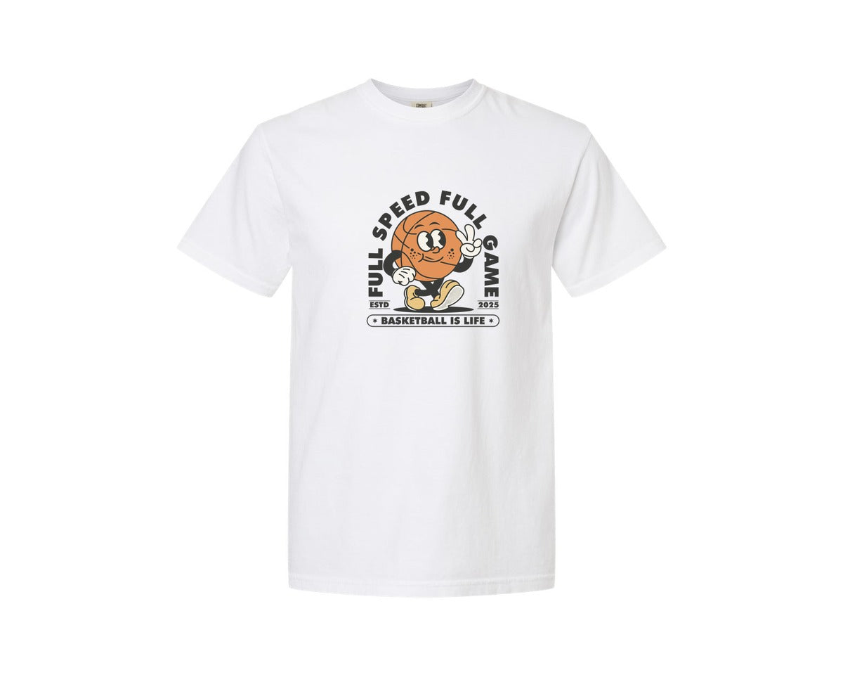 brand:Comfort Colors|color:White|Retro Basketball Cartoon Character Graphic T-Shirt