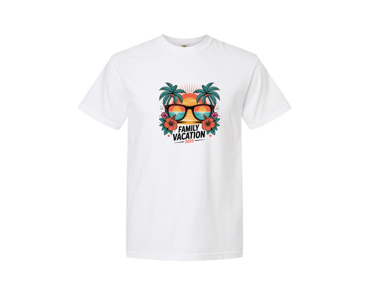 brand:Comfort Colors|color:White|Family Beach Vacation 2025 Family 8 Graphic T-Shirt