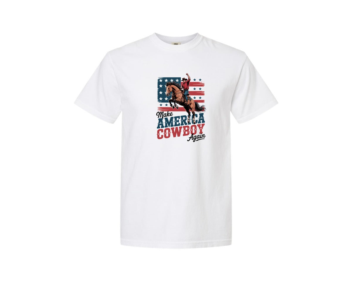 brand:Comfort Colors|color:White|Make America Cowboy Again 6 Graphic T-Shirt