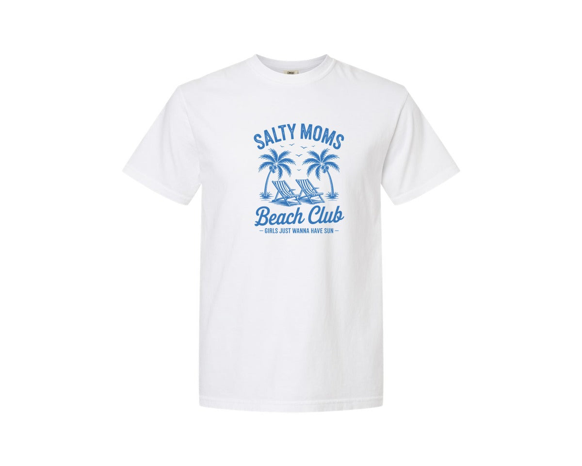 brand:Comfort Colors|color:White|Salty Moms Summer Beach Club Sublimtion Graphic T-Shirt