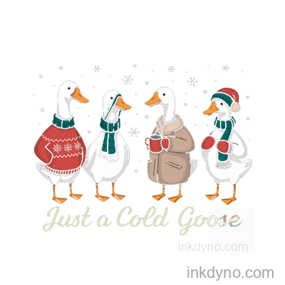 Winter Goose , Goose DTF Transfer – Ready to Press (Christmas)