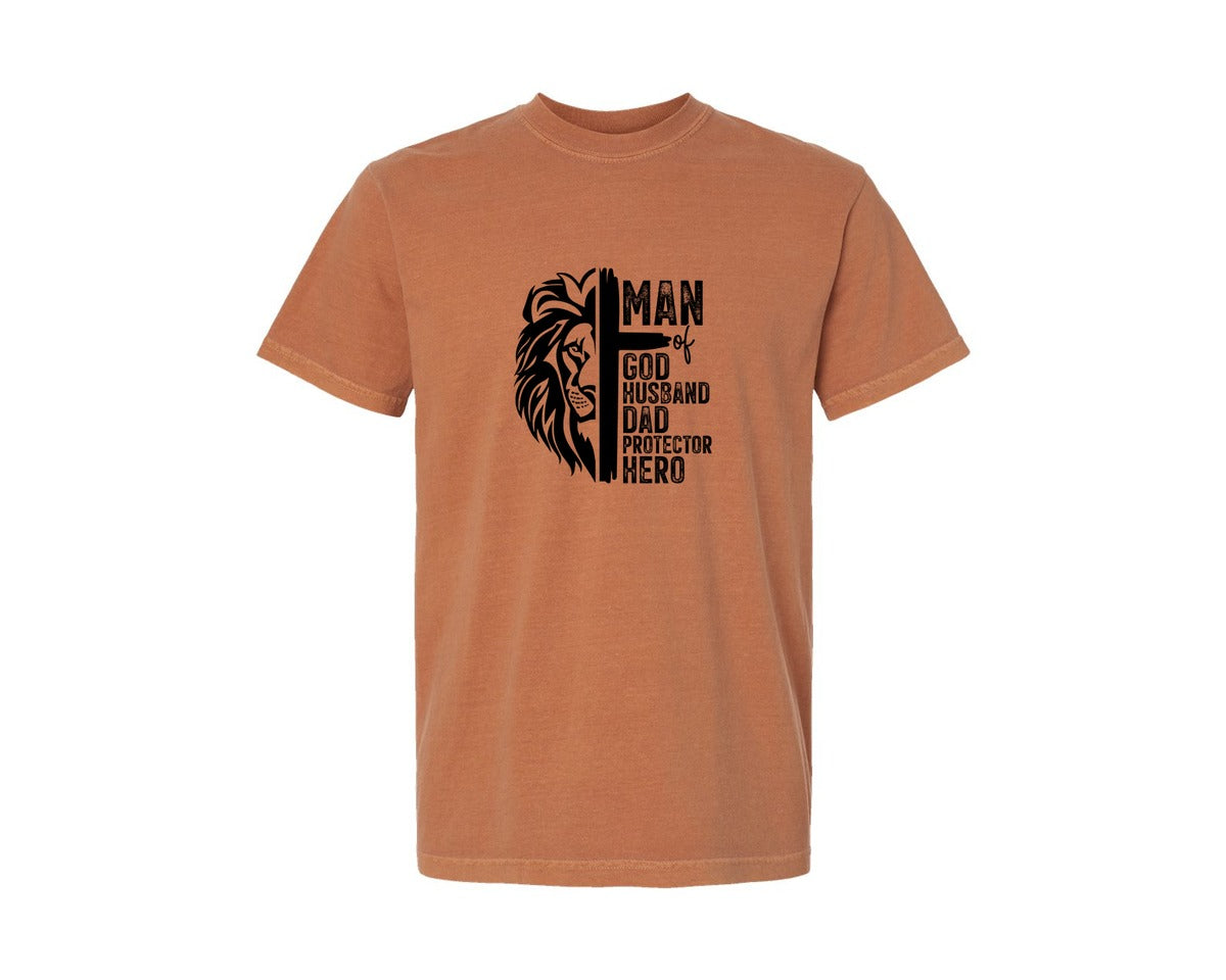 brand:Comfort Colors|color:Yam|Man Of God Christian Dad 3 Graphic T-Shirt